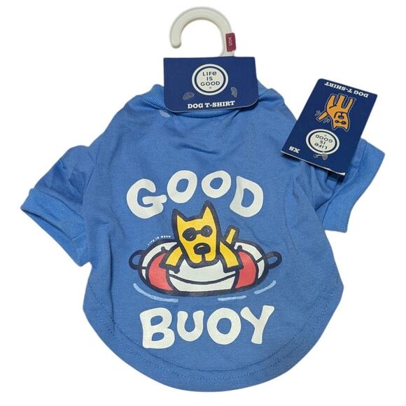 Life is Good "Good Buoy" Pet Dog T-shirt Short Sleeve Crew Neck Blue Tee Size XS - Picture 1 of 6